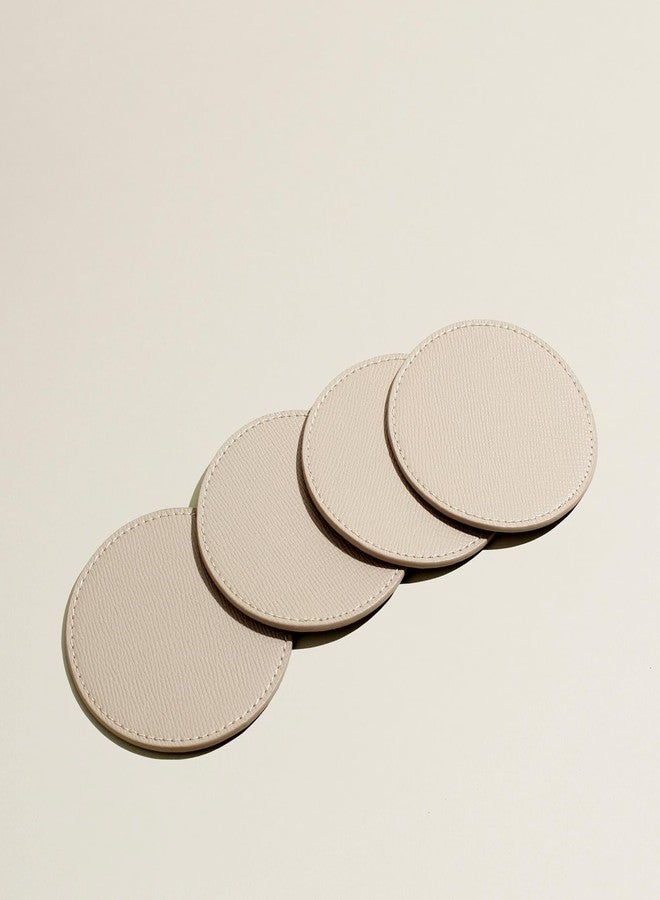 OLETHA Drink Coasters, Set of 4 - Aesthetic Round Coaster for Coffee Bar, Dining Table, Office Desk - Ivory - Image 1